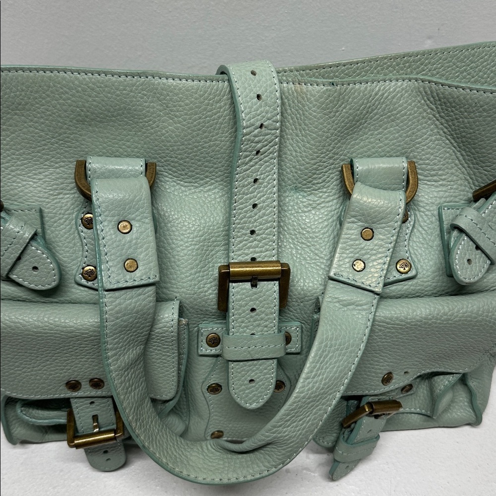 Mulberry Roxanne Satchel Bag Purse Studded Leather Limited Edition Green Gold - Picture 9 of 17